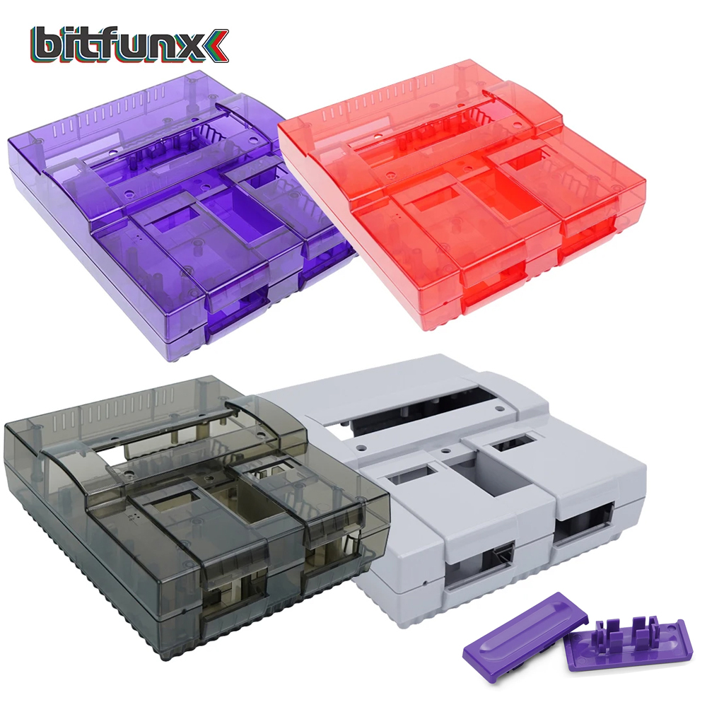 Retro Gaming Consoles - Bitfunx SNES carcasa de repuesto transparente