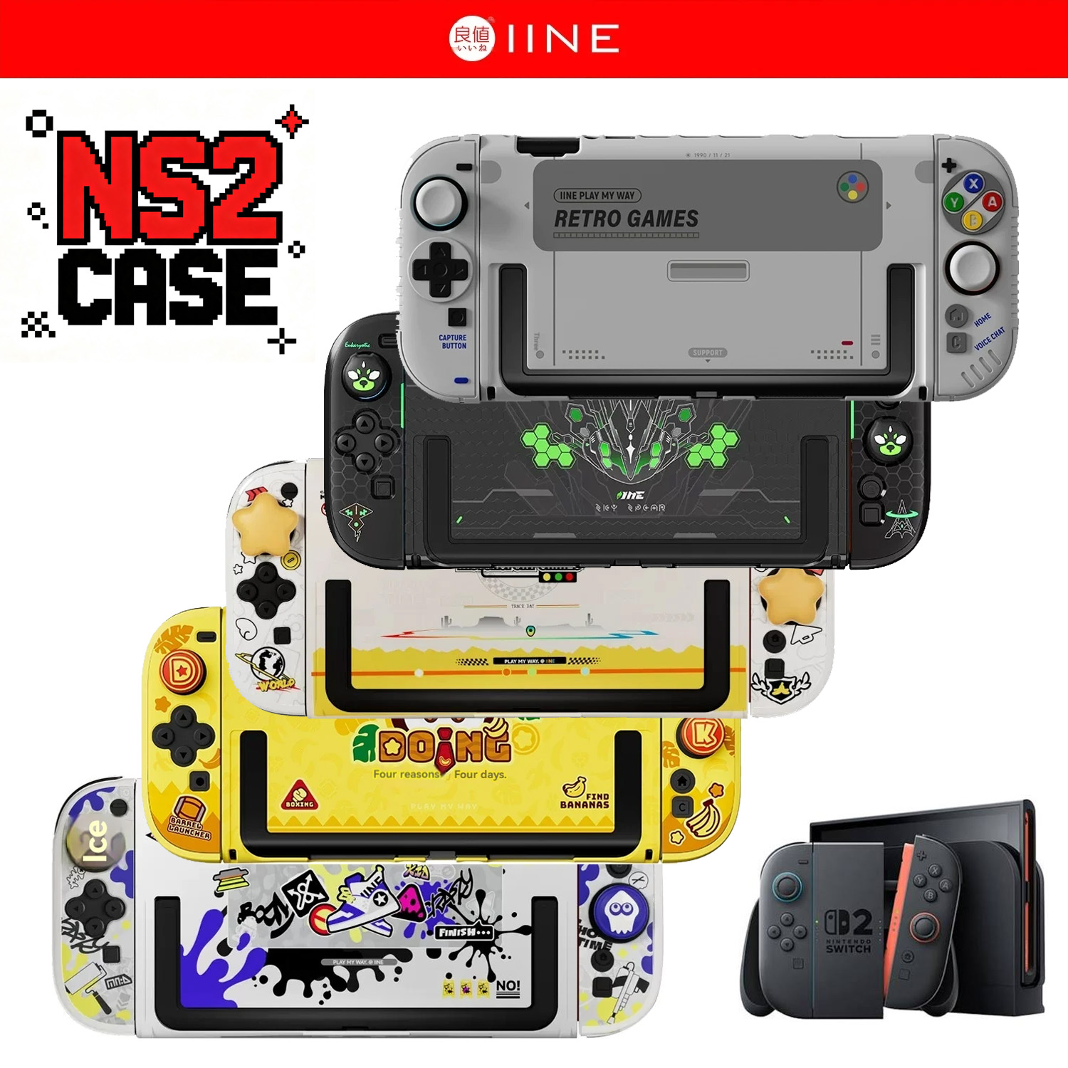 Retro Gaming Consoles - Funda protectora retro IINE para Switch