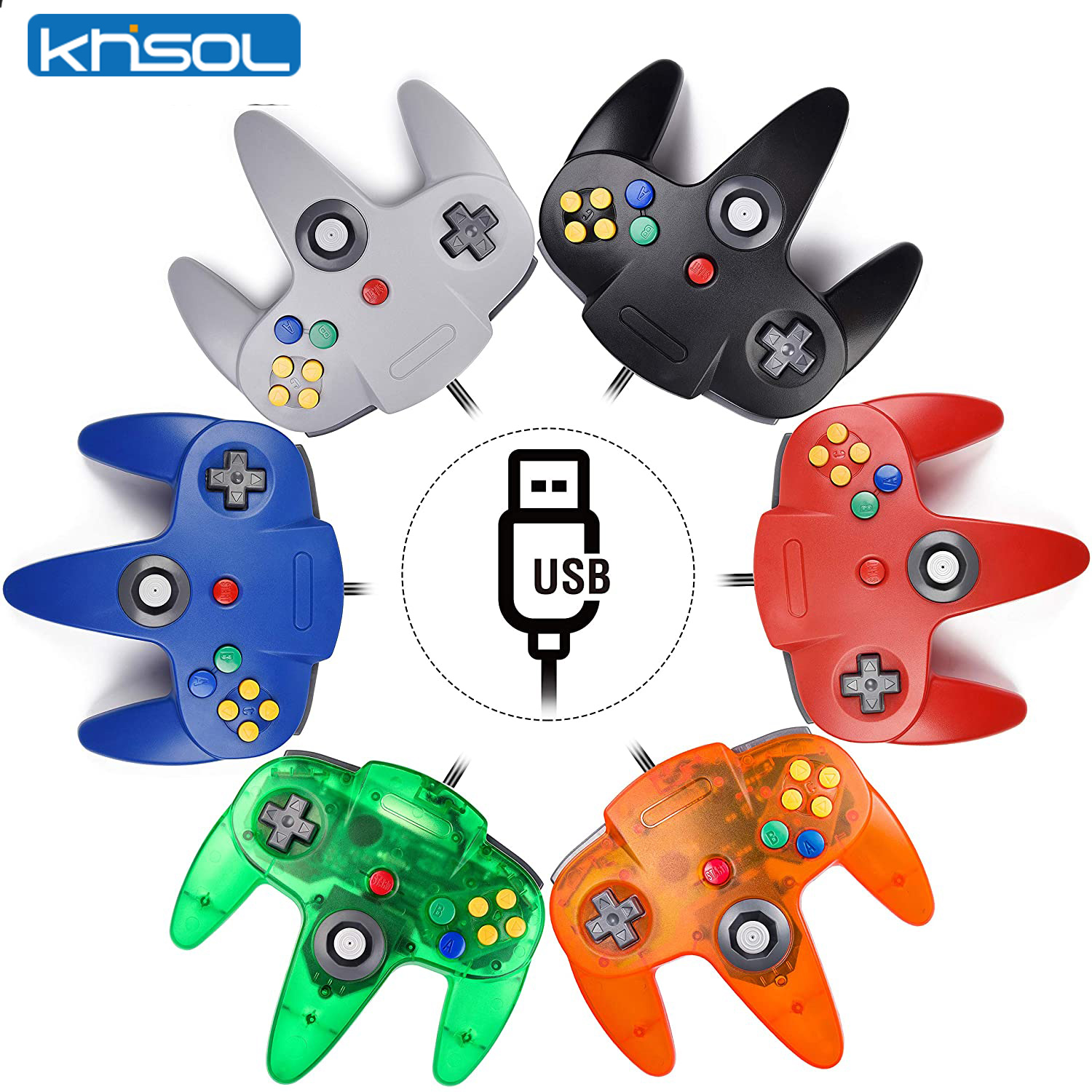 Retro X8 Gaming Console - Controlador N64 clásico USB con cable
