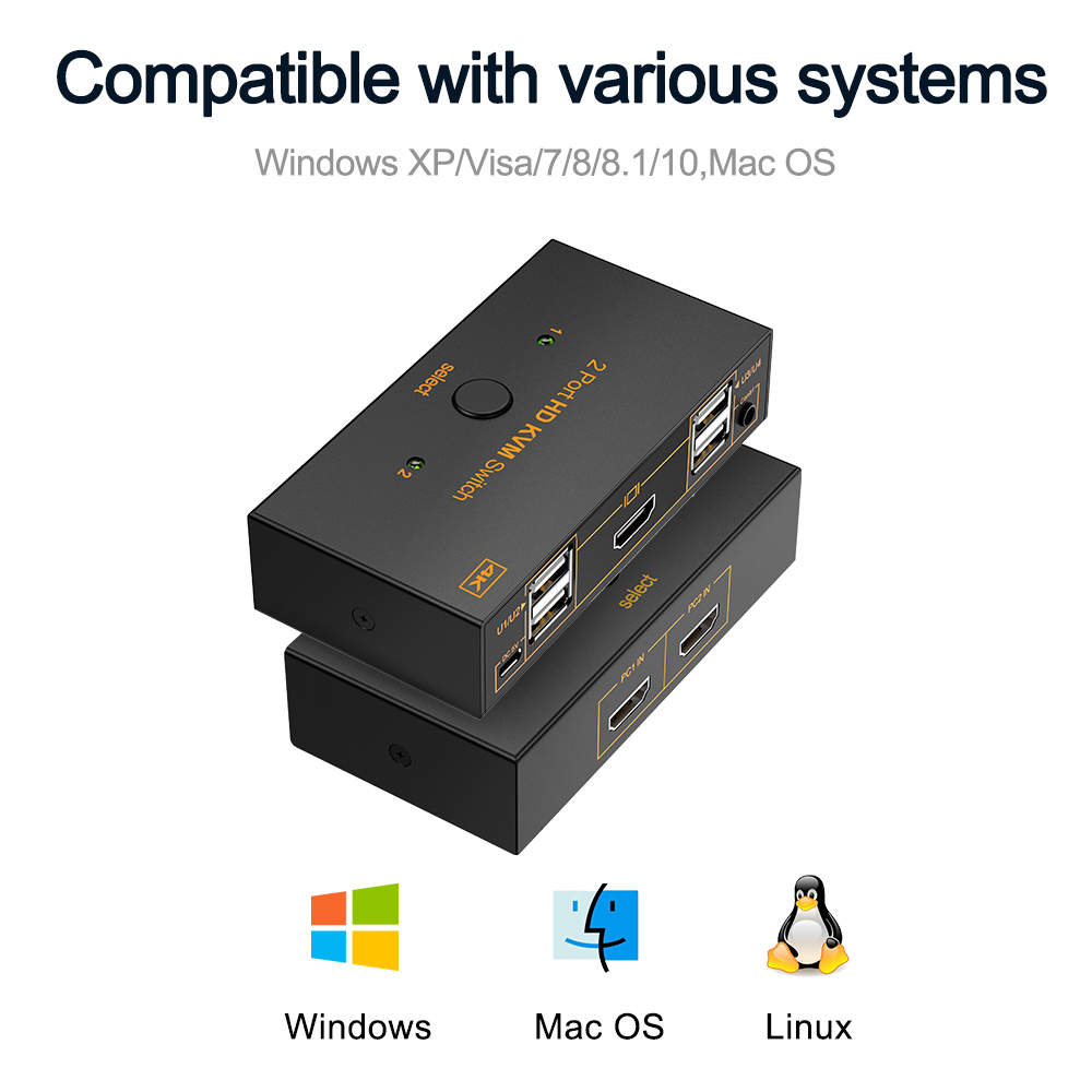 Conmutador KVM USB 2,0 compati - Controller Adapter Usb reseña y precio